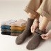 5 Pairs Men Dacron Terry Fabric Plus Velvet Thickened Solid Color Simple Sweat  absorbent Warmth Socks