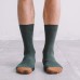 Men Long Socks Dark Green Designer Lines Contrast Color Tube Cotton Socks