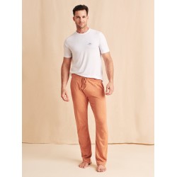 Faherty x Roller Rabbit Men's Simon PJ Pant - Pecan Mini Wave