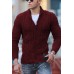 Men's Fashionable Pure Color V-neck Knit Sweater