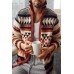 Men's Casual Jacquard Cardigan Coat Long Sleeve Lapel Loose Sweater